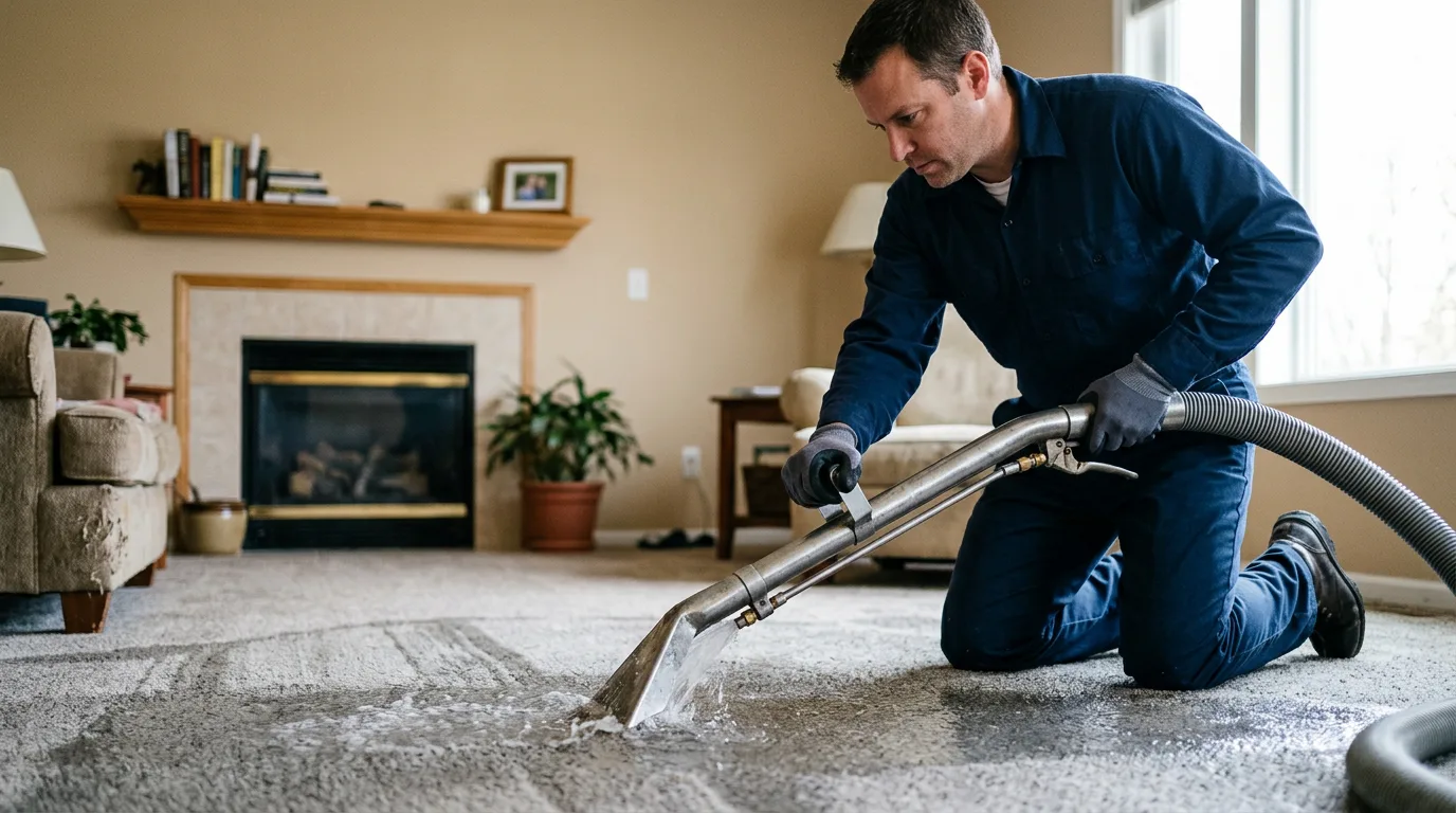 Water damage restoration technician working near Harrisville, PA